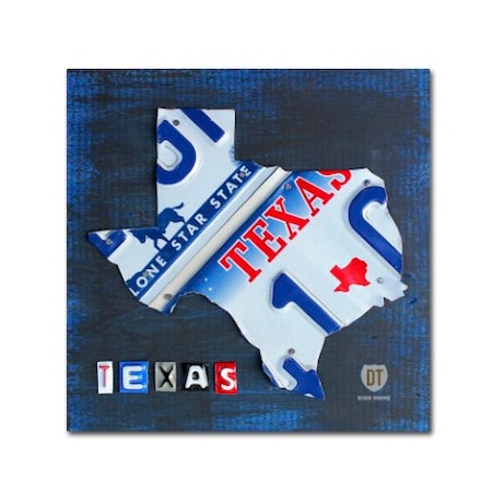 Design Turnpike 'Texas License Plate Map' Canvas Art,14x14